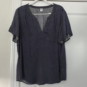 Old Navy Navy & White Striped Short Sleeve Top